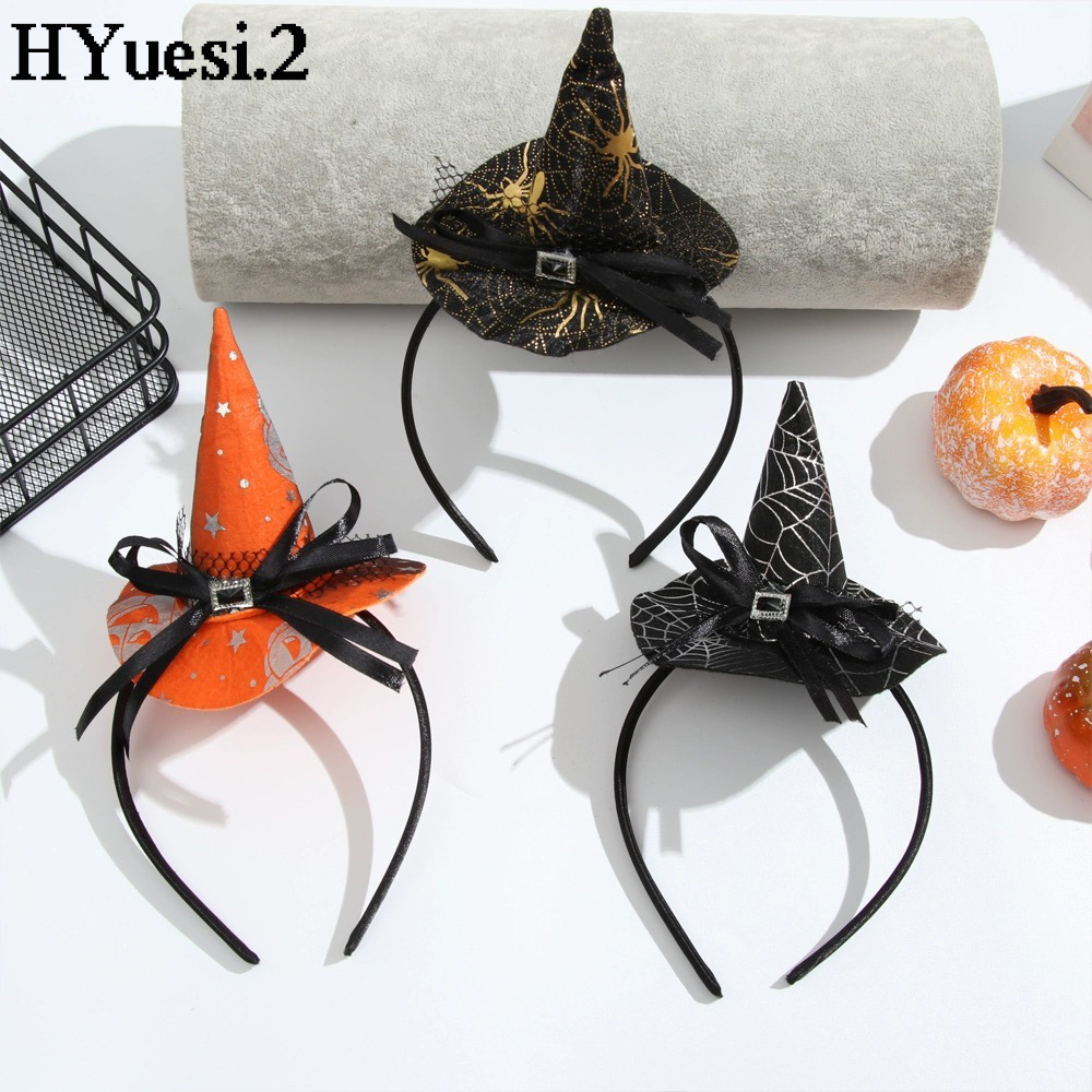 Mini sombrero de bruja puntiagudo, diademas con forma de Calavera, telaraña, calabaza, aros para el cabello para niños y niñas, diademas de Halloween, decoración de Cosplay