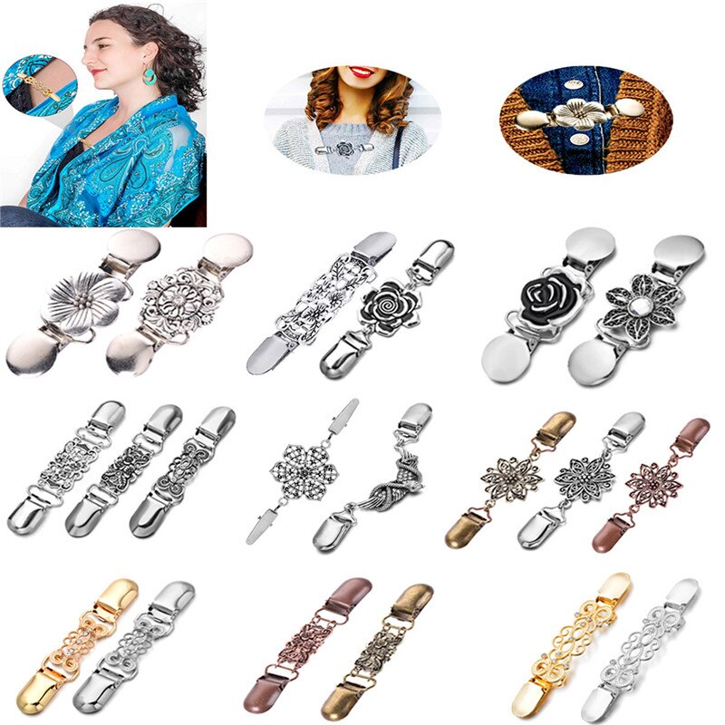 1pc kofta krage clips hållare dam klänningar sjal dekor glänsande kristall cape kappa spännen fästen spänne brosch klämma
