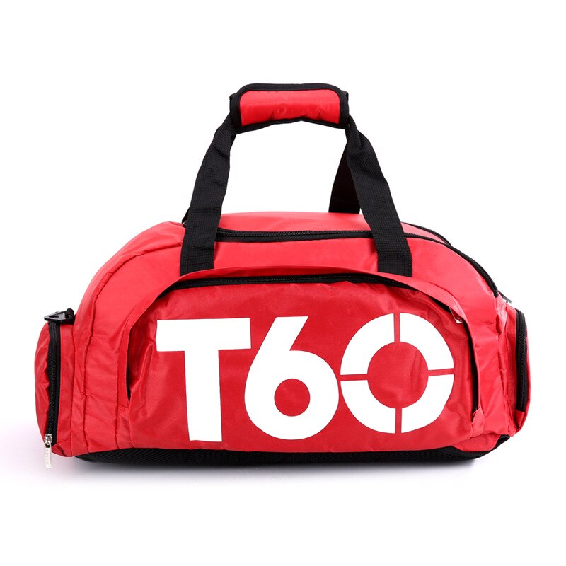 T60 Gym Bag Men Women for Training Sports Bags for Fitness Backpack with Shoes Storage Outdoor Travel Shoulder Rucksack: red-whitet60