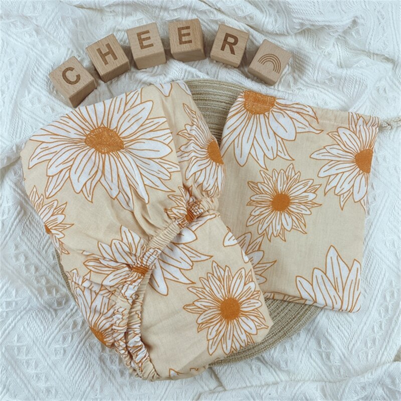 Stretchy Baby Fitted Bassinet Sheet Crib Bed Soft Cotton Printed Sheet Cradle Basket Pad Sheet Mattress Cover Protector N84E: Chamomile