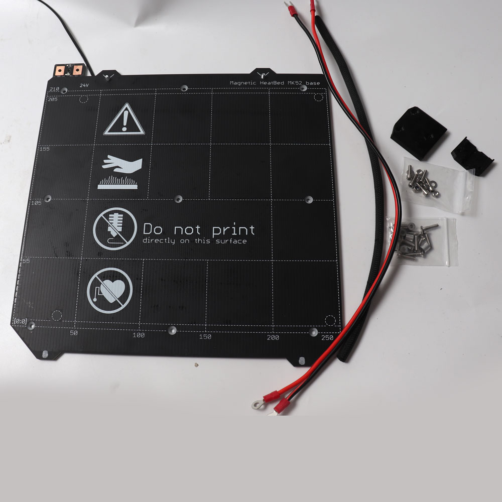 Prusa i3 MK3/MK3S 3d drucker MK52 erhitzt bett 24V montiert, N35UH magneten, power kabel, thermistor, textil hülse