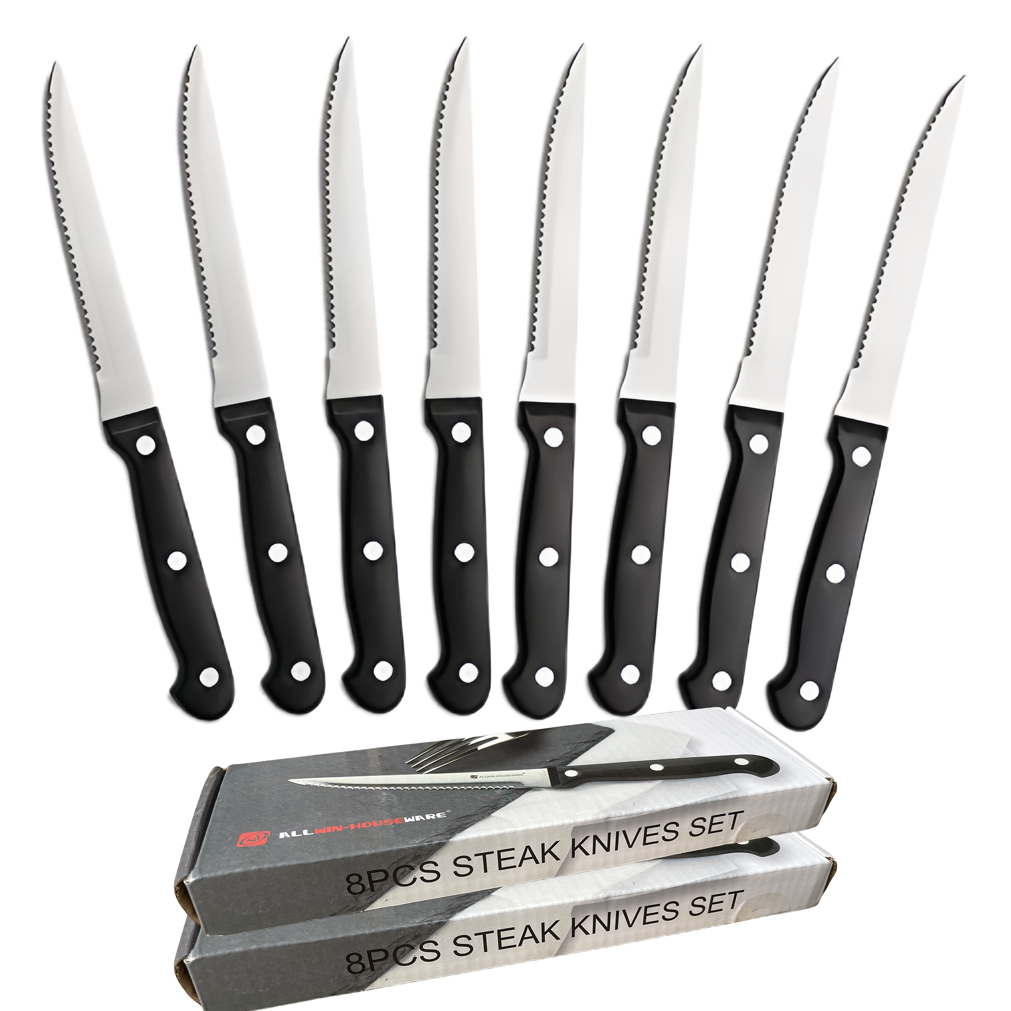 Juego de cuchillos para carne, juego de cubiertos, 4/6/8/16 Uds., cuchillos de cena dentados afilados de acero inoxidable, aptos para lavavajillas para carne y pan: Azul