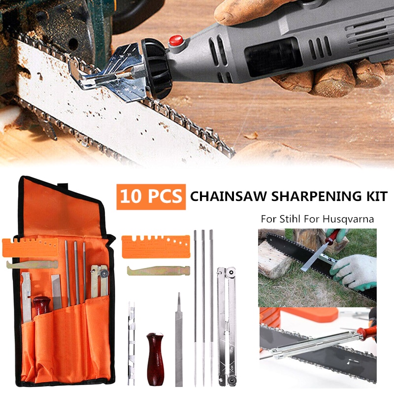 10x Kettingzaag Slijpen Bestand Filing Kit Keten Scherpen Zag Bestanden Tool Voor Stihl Voor Husqvarna