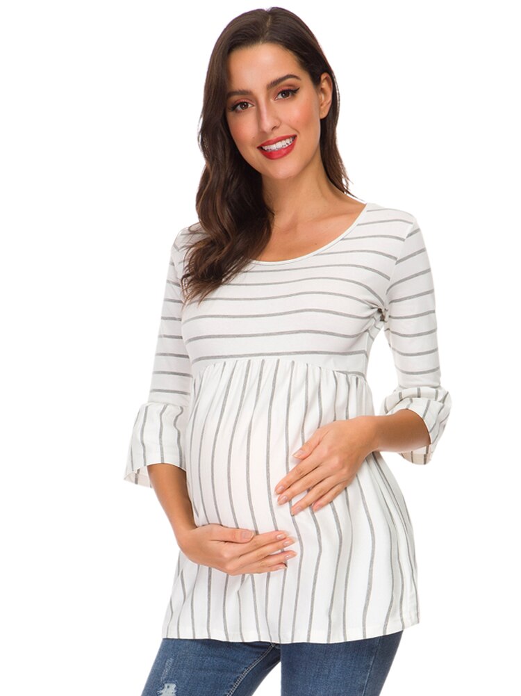 Summer casual Tunic Tops Women Tee Shirt Maternity Clothes Ruffles Plus Size Tees T-shirt Pregnancy Loose Womens Clothing