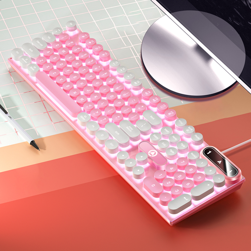 Teclado de oficina con cable USB USB, escritura silenciosa, ergonómico para computadora doméstica/negocios/de escritorio, Compatible con PC/portátil: Azul marino