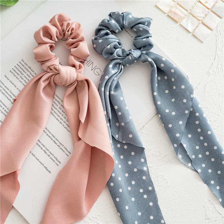 Floral Print Scrunchies Chiffon Bow Elastic Hair Bands Women Hair Ties Rubber Bands Ponytail Scarf Hair Accessories