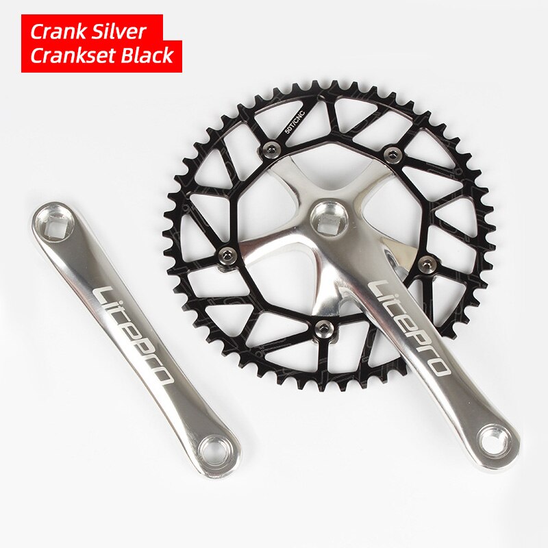 Litepro Lp 130BCD Fiets Kettingblad 50 52 54 56 58T Aluminium Enkele Disc Ketting Wiel Vouwfiets Vierkante gat Crankstel: Silver Crankset 50T
