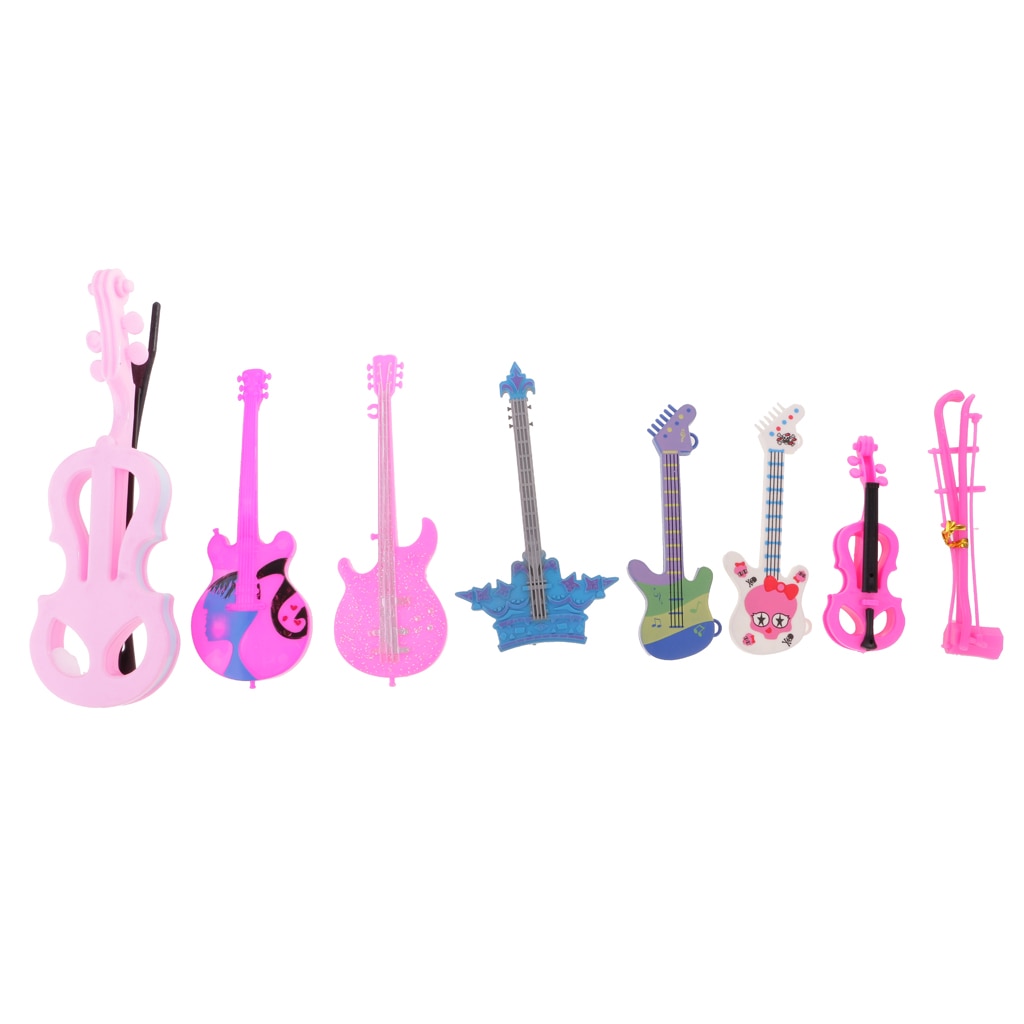 Puppe zubehör Musical Instrument - erhu Cello violine gitarre 8 teile/los Dollhosue Dekoration Klassische Spielzeug für freundlicher freundlicher