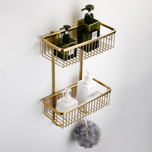 Bathroom Accessories Brushed Gold Toothbrush Holder Metal Wall Toilet Roll Paper Holder SUS304 Stainless Steel Bath Set Hooks