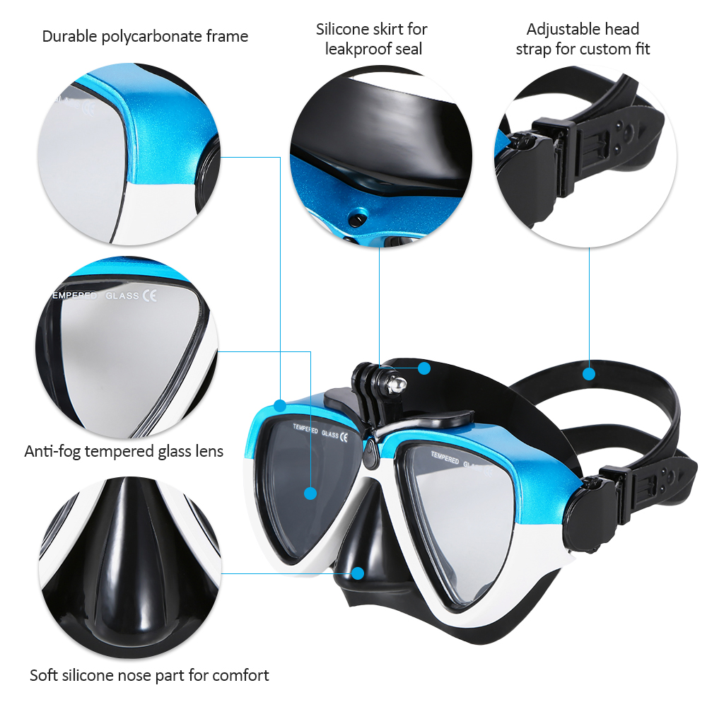 Professionele Duikbril Scuba Snorkel Zwemmen Goggle Droog Snorkel Buis Set Mannen Vrouwen Anti-Fog Bril Met Camera Gopro houder