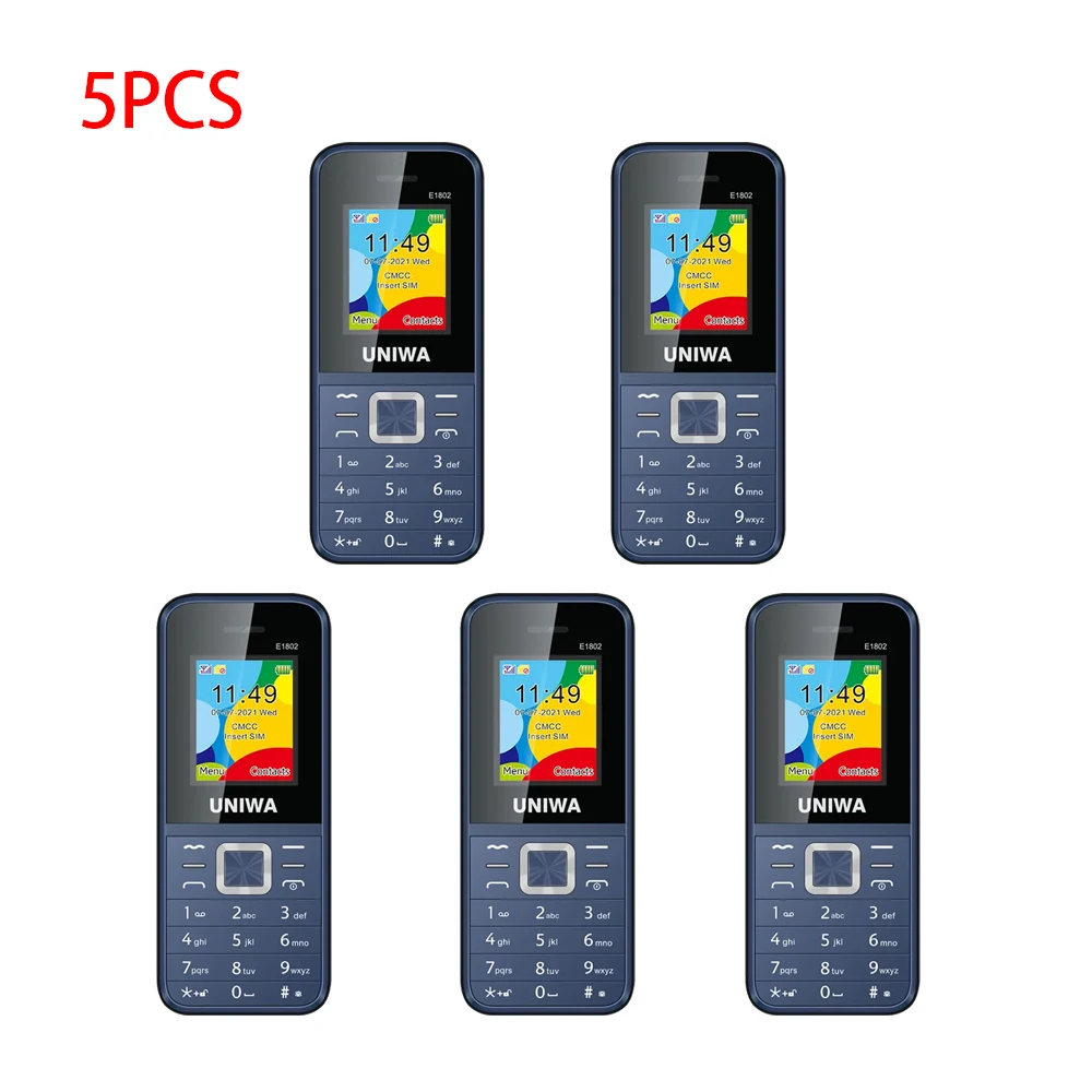 1/3/5Pcs UNIWA E1802 GSM Cellphone Senior Elder Telephone With Big Push Button 1.77" Dual SIM Feature Phone 1800mAh Flashlight