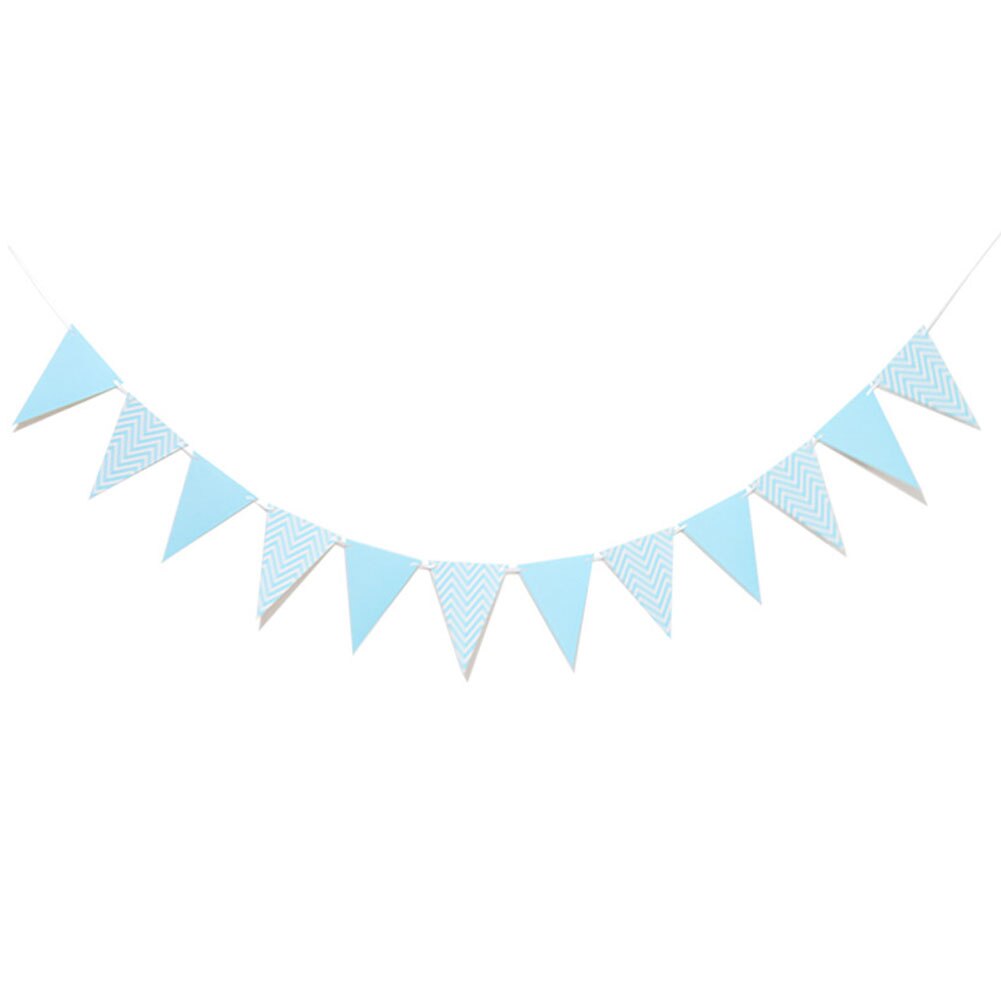 1Set 5M Golden Paper Triangle Banner Pennant Hanging Flag for Birthday Wedding Baby Shower Event Party Supplies Photograph Props: Light Blue