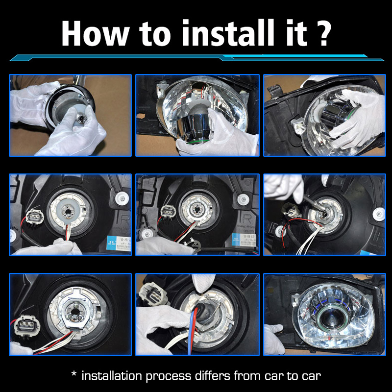 Lentes de faros bi-xenon H4 H7 lente de proyector de Auto 3,0 Metal completo para luces de coche accesorios de modificación de estilismo DIY de automóviles