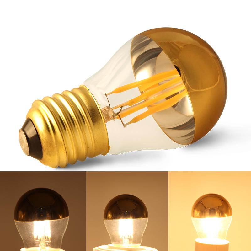 Bombilla Led Filament Lichten E27 4W 110V 220V Dimmer G45 Bubble Bal Bol Edison Sgolden Top Spiegel schaduwloze Lamp Warm Wit