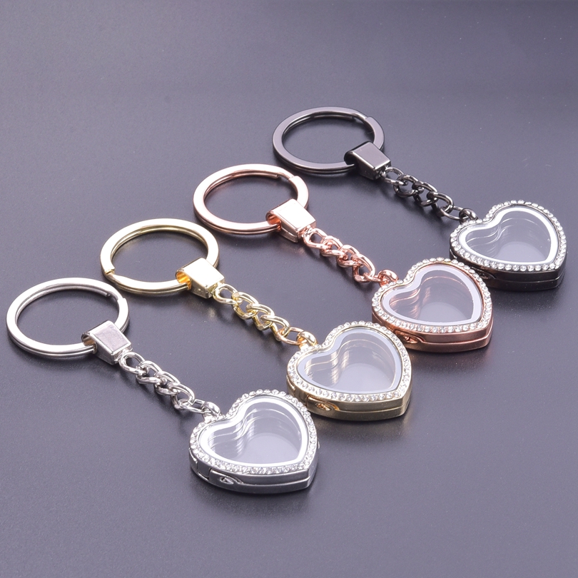 Llavero con medallón de corazones, Llaveros de cristal Para Mujer, colgante de corazón, medallones flotantes, llavero magnético, de Metal Para amigos