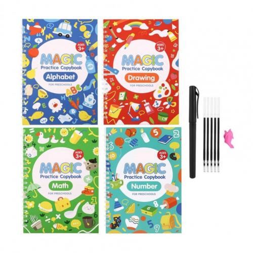 Cuaderno de práctica para copiar libros de caligrafía para niños, escritura a mano, versión en inglés, con papel de Groove, limpieza gratuita, juguete para niños: 6