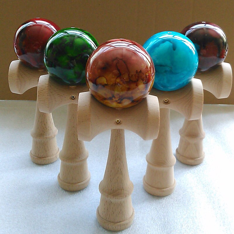 18CM Kendama Balls Marble Color Skillful Juggling Wooden Balls Toys Outdoor Games for Kids Children: Default Title
