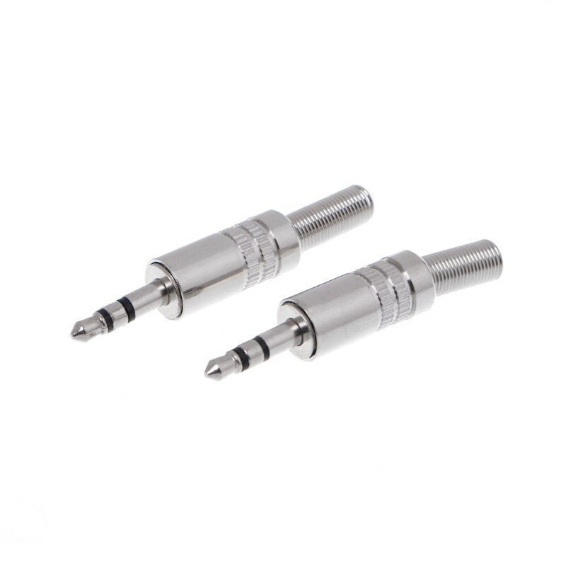 5 stk metal 3.5mm 2 ring 3p stereo jack stik kabel lodde adapter terminal m/fjeder