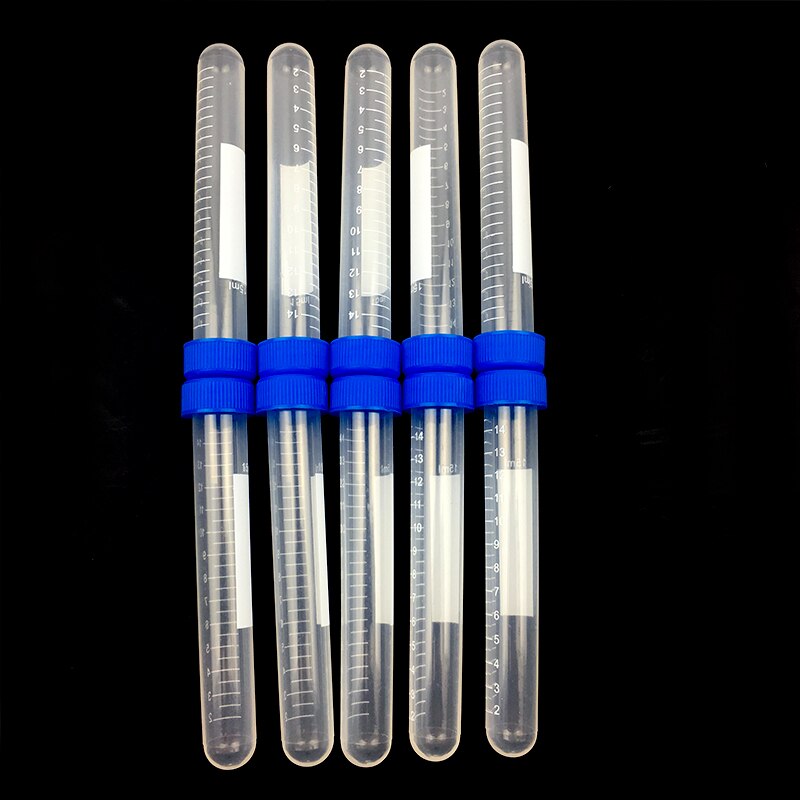 15ml centrifugerør 20 stk. rundbundet blå skruelåg plastikforsøgslaboratorier med højt tryk