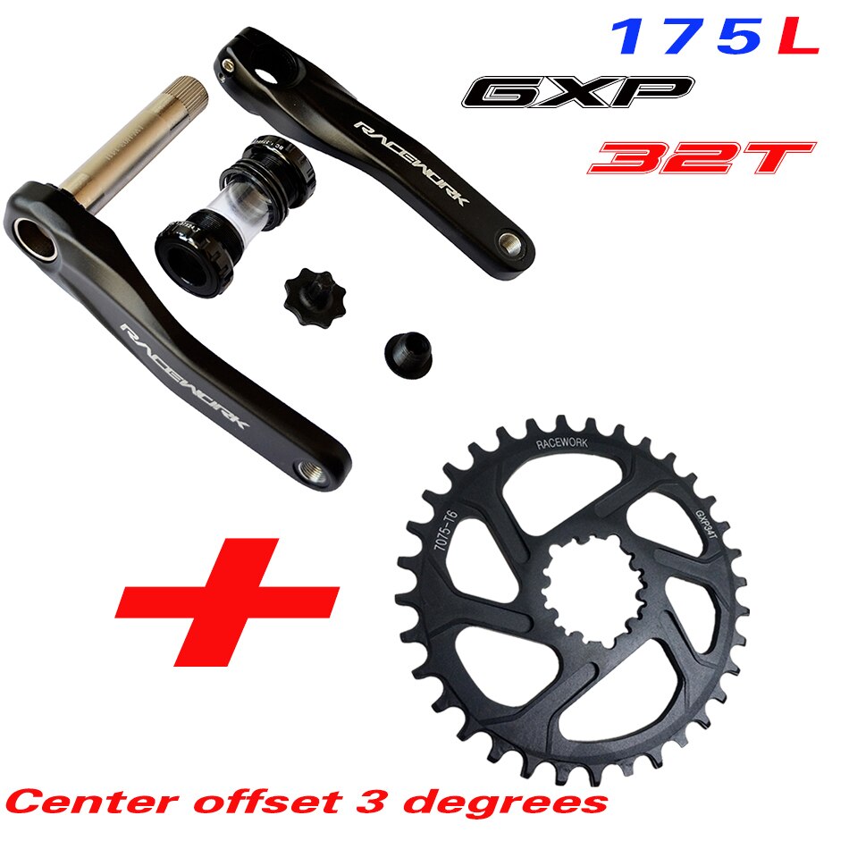 Racework Bicycle Crank MTB Bike GXP Curve Aluminium alloy with floor Curve 170/175 crank plate 30T 32 T 34 T 36 T 38 T: 175 GXP32T 3degrees