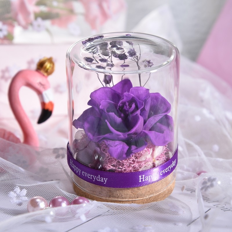 Rose space tørrede blomster kunstige blomster valentinsdag rose boligindretning rose i glas fødselsdag bryllup jul