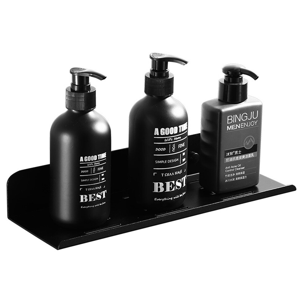Wall Mount Black Bathroom Shelf Floating Shelves Aluminum Shower Caddy Bath Rack Shampoo Accessories Storage