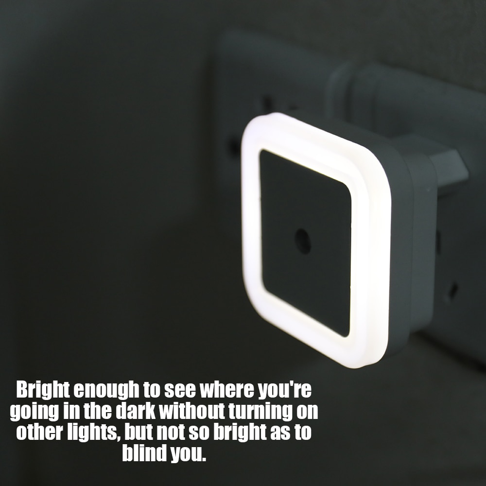 Smart Intelligent Plug-in Energy-saving LED Night Light Lamp with Dusk to Dawn Sensor for Bathroom Bedroom Stairs Daylight