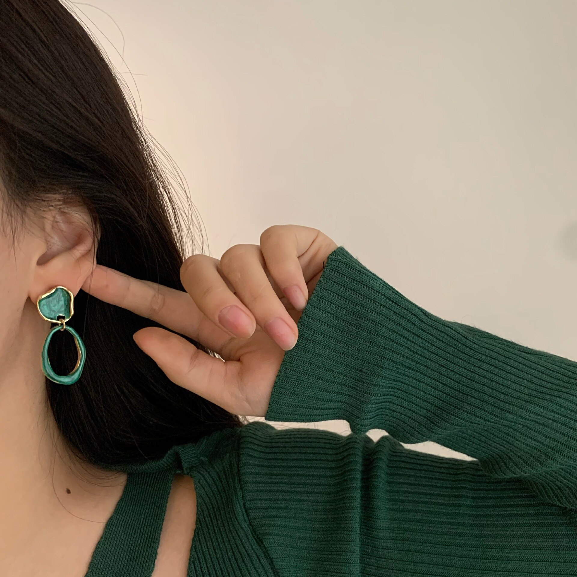 Irregular Metal Clip Earrings No Hole Ear Clips Ellipse Drip Oil Clip on Earring Without Piercing Minimalist Earring CE890