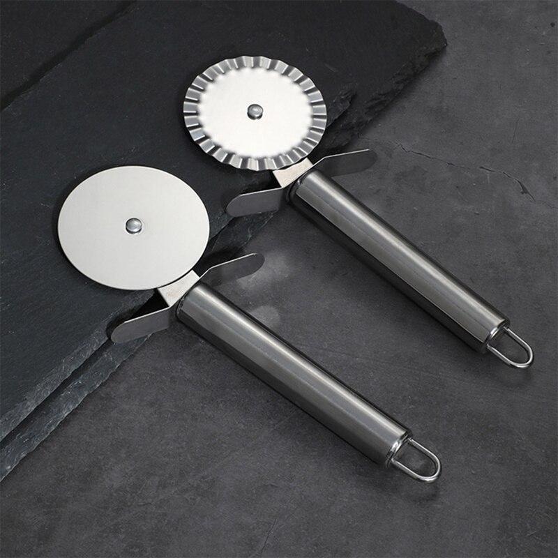 Pizza Cutter Rvs Dubbele Roller Pizza Mes Pizza Deeg Divider Gebak Pasta Deeg Crimper Keuken Gereedschap