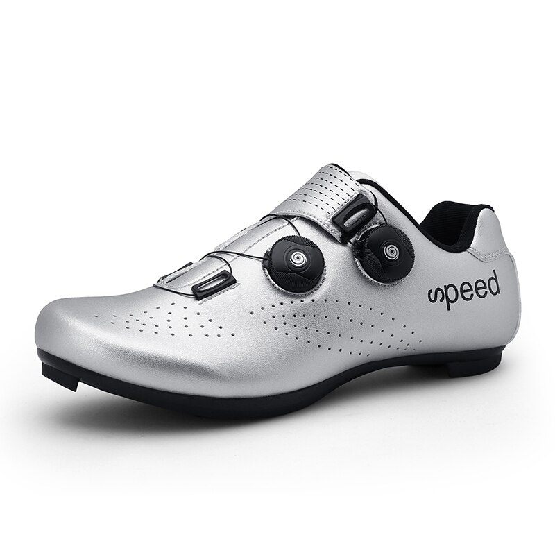 Road Cycling Shoes Men Women Road Bike Shoes Ultralight Bicycle Sneakers Self-locking Breathable Cycling Sneakers: Silver / 41