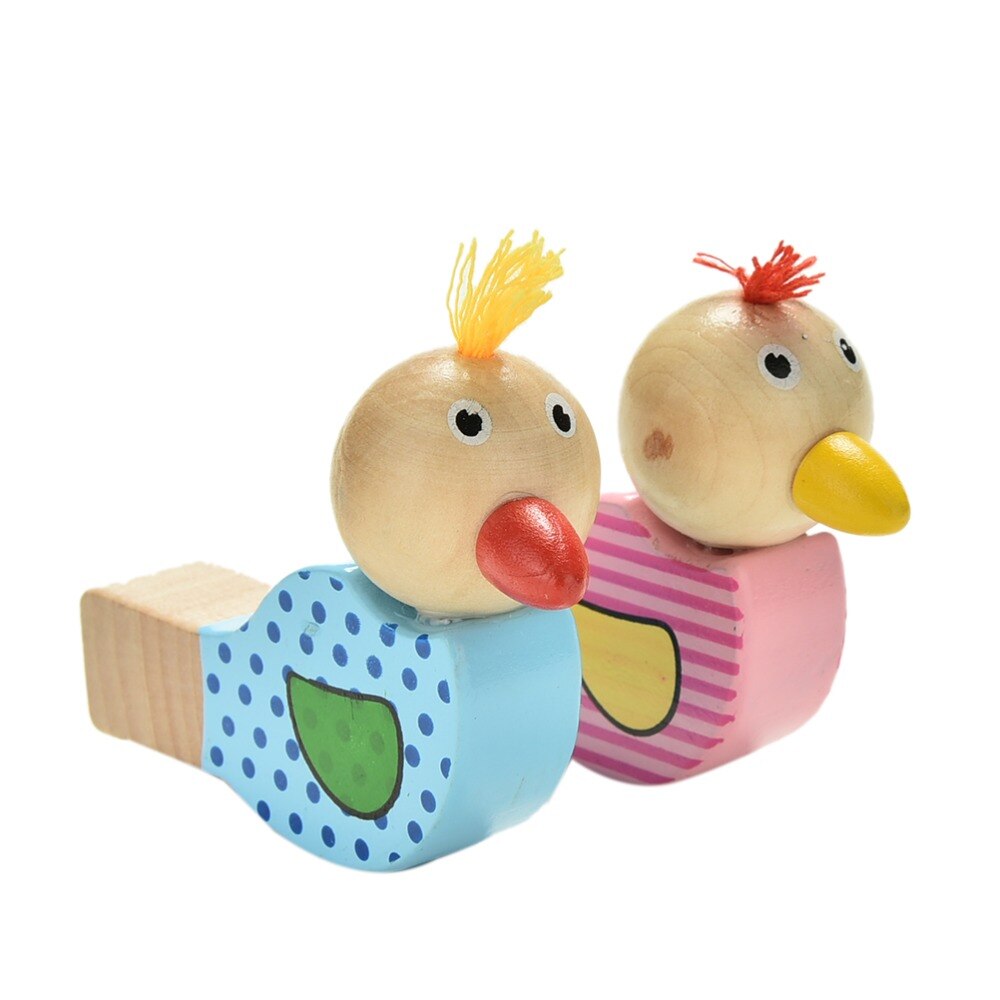 Musical Instruments Toy Cartoon Bird Whistle Baby Jewelry Pendant Wooden Musical Whistle