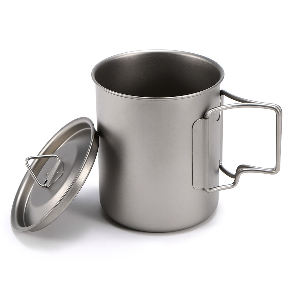 Ultralet titanium kop udendørs bærbart krus vandkop camping picnic køkkengrej med foldbart håndtag 300ml / 400ml / 450ml /750ml