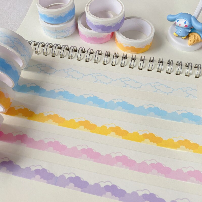 Leuke Gekleurde Wolken Washi Tape Kaart Envelop Afdichting Sticker Kpop Briefpapier Kinderen Diy Masking Decoratieve Tape 3M