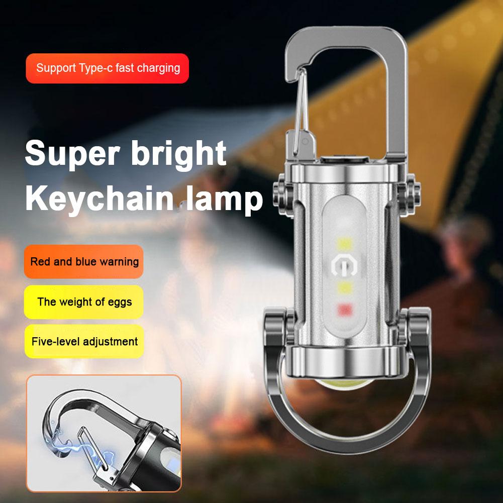 Rechargeable Keychain Flashlights 800 Lumens EDC COB Work Light 7 Modes Emergency Keychain Light for Walking Searching Hiking