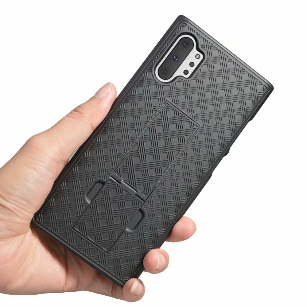 Coque rigide tissée hybride 2 en 1, étui combiné avec béquille et Clip de ceinture pour samsung galaxy note 10 +