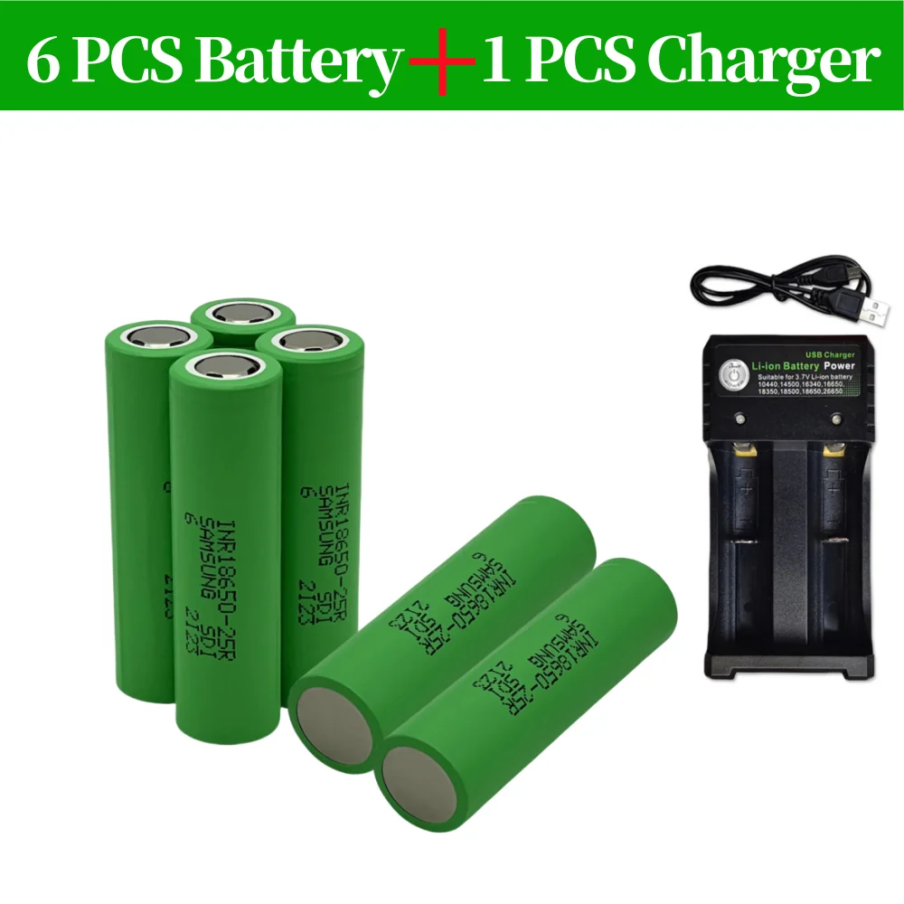 Batterie aste au lithium-ion INR18650-25R 3.7V 2000mAh pour télécommande Durable 24.com + chargeur: Violet