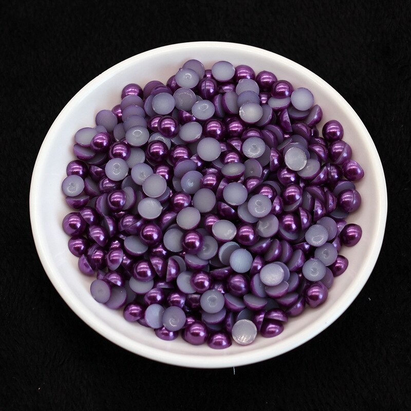 2mm 5000 Uds. Perlas falsas de respaldo plano ABS-Ropa y costura de diamantes de imitación de perlas-Scrapbooking confección de tarjetas perlas: 6-Purple