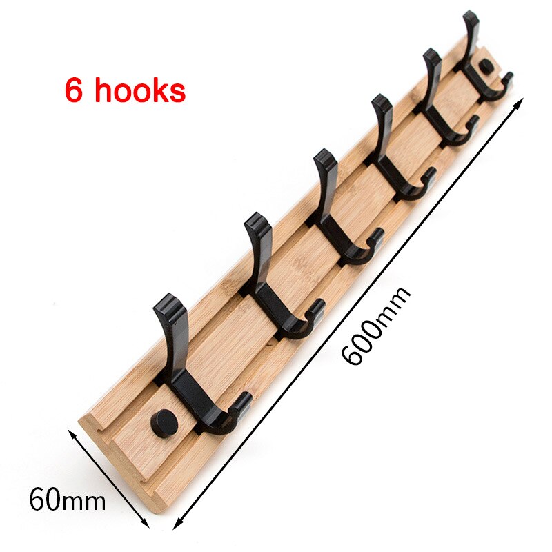 Bamboe Kapstok Muur Gemonteerde Haken Eenvoudige Hanger Slaapkamer Muur Rack Met Beweegbare Haken Tt-Best: 6 hooks