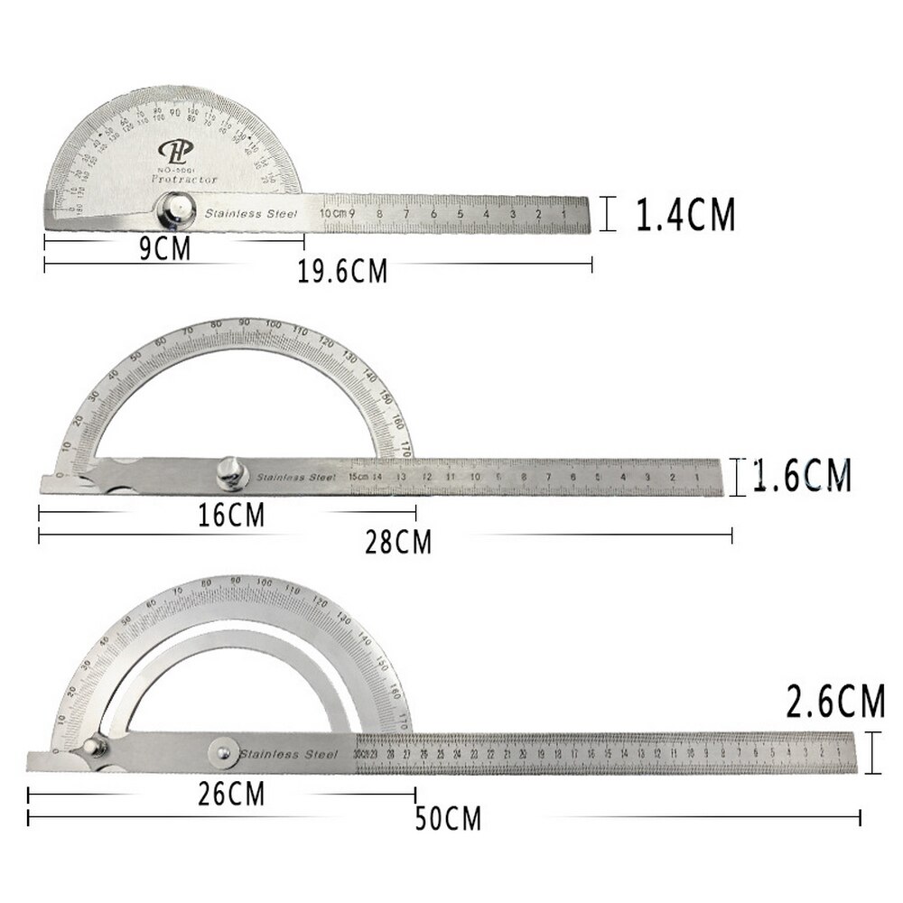 150mm 300mm Stainless Steel 180 degree Protractor Angle Finder Rotary Measuring Ruler Machinist Tool Craftsman Ruler goniometer