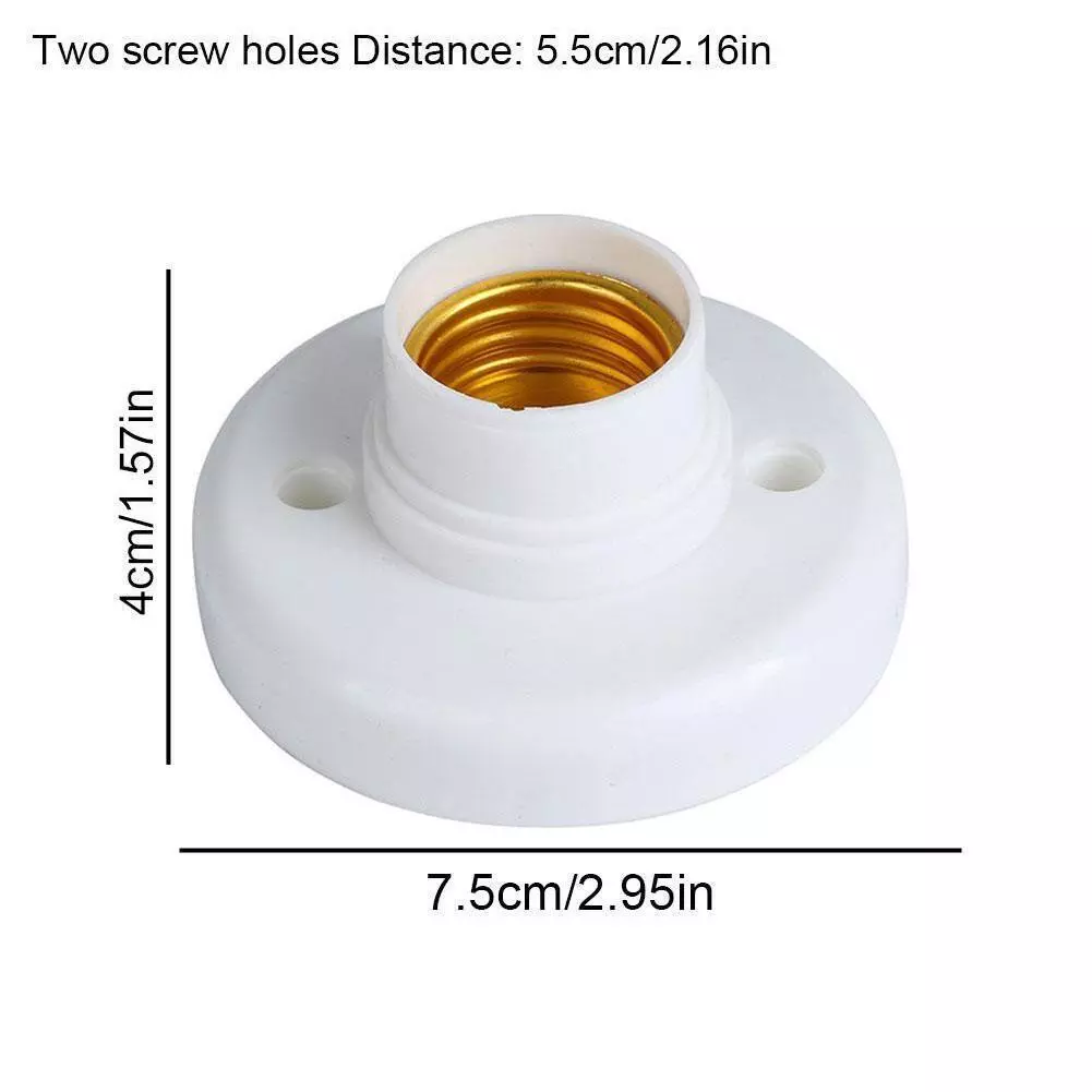 Base de soporte de bombilla D76cm E27, casquillo de luz de tornillo D118mm, portalámparas blanco de plástico para colgante LED incandescente, ahorro de energía