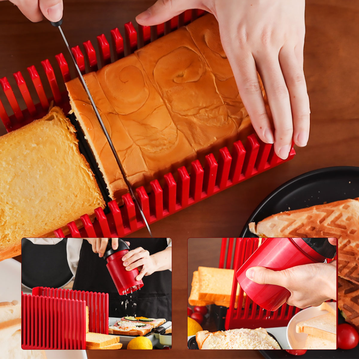 Cortador de pan rectangular, molde para pan tostado, corte , cortador de pan, molde, guía de corte, herramientas de cocina para pan, barco
