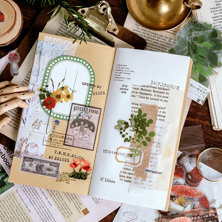 Jenny's Time Series Decorative Stickers Flower mushroom plant butterfly Scrapbooking Stick Label Diary Stationery Album Stickers