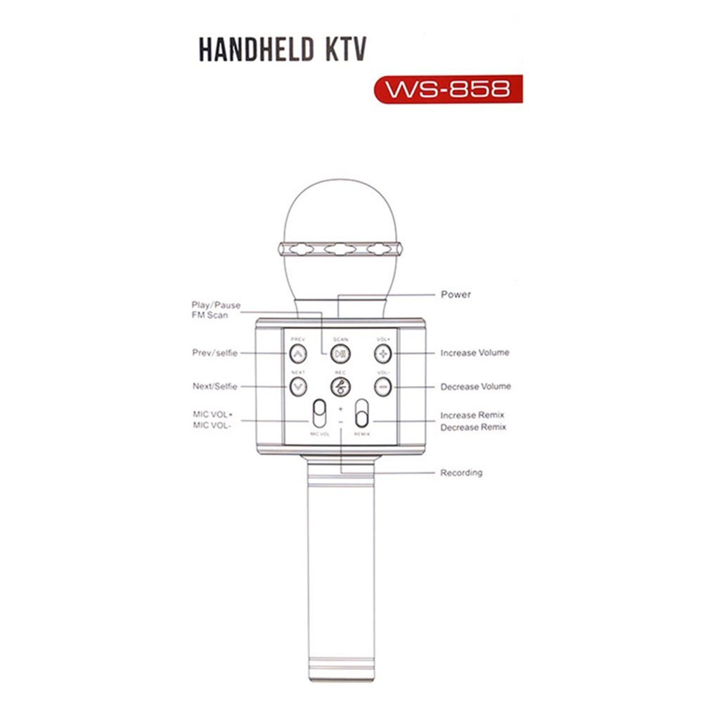 WS858 Altoparlante del Bluetooth Portatile di Karaoke Microfono Senza Fili Professionale Casa Ktv Microfono Palmare