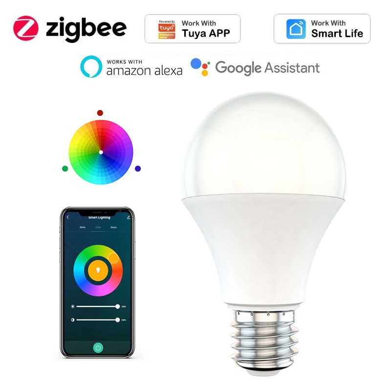 10W Zigbee 3.0 Smart LED RGBW Bulb E27 Light Lamp For Tuya Smart Life APP Automation Work With Alexa Google Home Smartthings