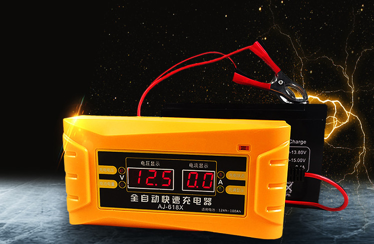 Cargador de batería de ácido de plomo para vehículo eléctrico 12V6A con pantalla rápida inteligente