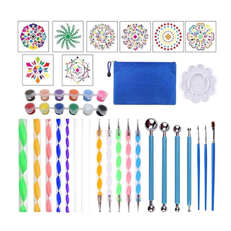 34pcs Mandala Dotting Tools Set for Painting Rock Stone Stencil Template Paint 4X7E