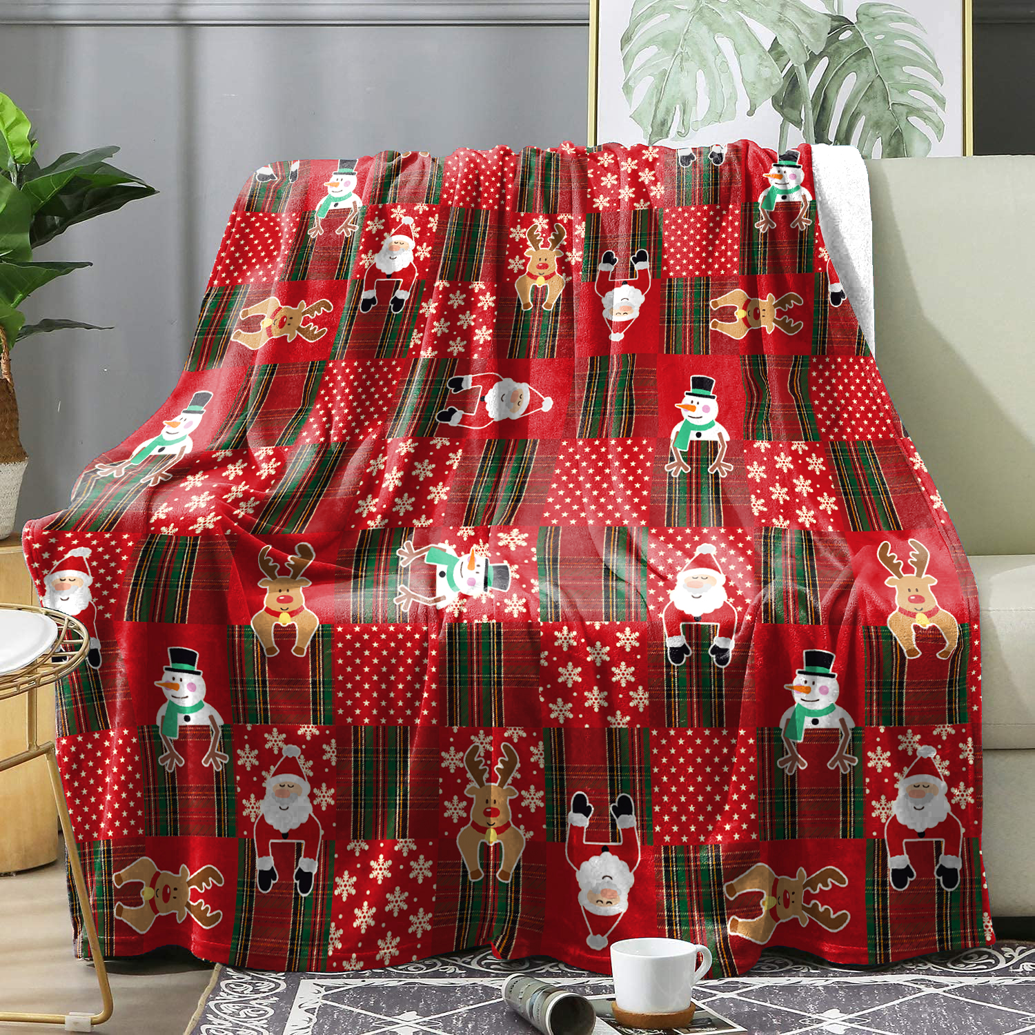Red Christmas Snowman Winter Blanket Bedspreads Christmas Theme Pattern Flannel Blankets Bedding Cover Knee Blankets Decor Sofa: Queen / Yellow