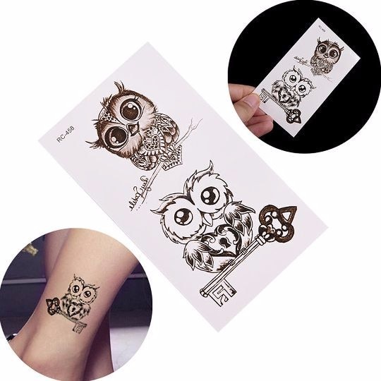 Uil Tattoo Wegwerp Stickers Waterdichte Sterke Persistentie Te Verwijderen Zonder Pijn De Huid Enkel Tattoo Stickers