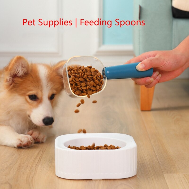 Cuillère à mesurer la nourriture pour animaux de compagnie, avec mesures précises, tasse à mesurer la nourriture pour chien et chat, cuillère transparente, prise confortable