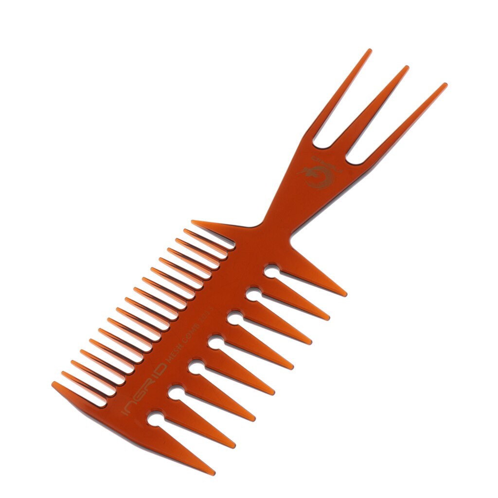 Peine para pelo graso 3 en 1 para hombres, peine para teñir, peinado de peluquería, diente ancho: Brown
